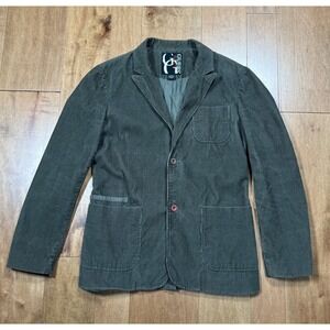 Guess Blazer Sports Jacket Corduroy Army Green Mens Size‎ Medium Y2K Vtg
